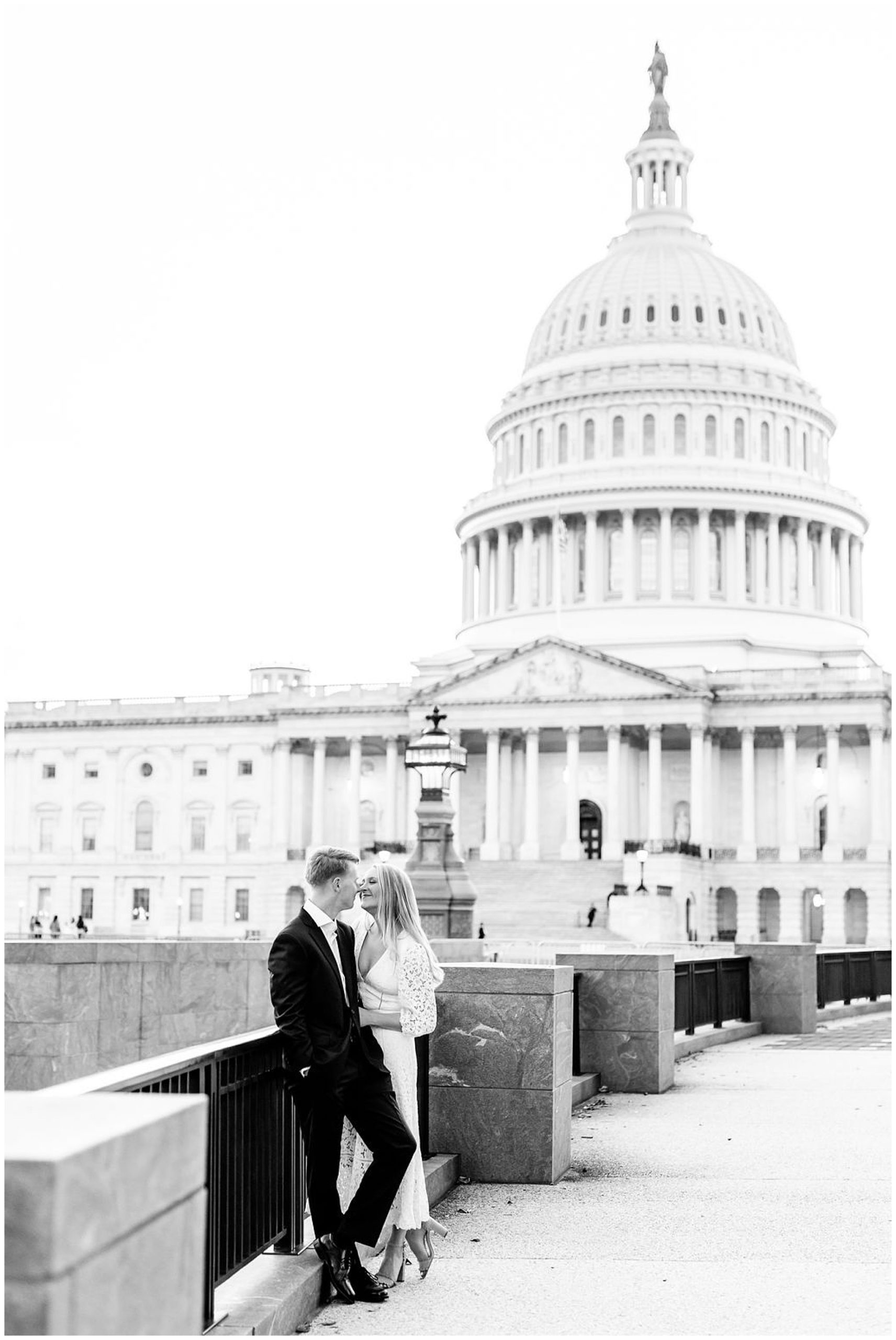 autumn magic hour engagement session, Washington D.C. engagement photos, Georgetown engagement photos, autumn engagement photos, DC portraits, DC engagement portraits, save the dates photos, Rachel E.H. Photography, black and white, couple touching noses