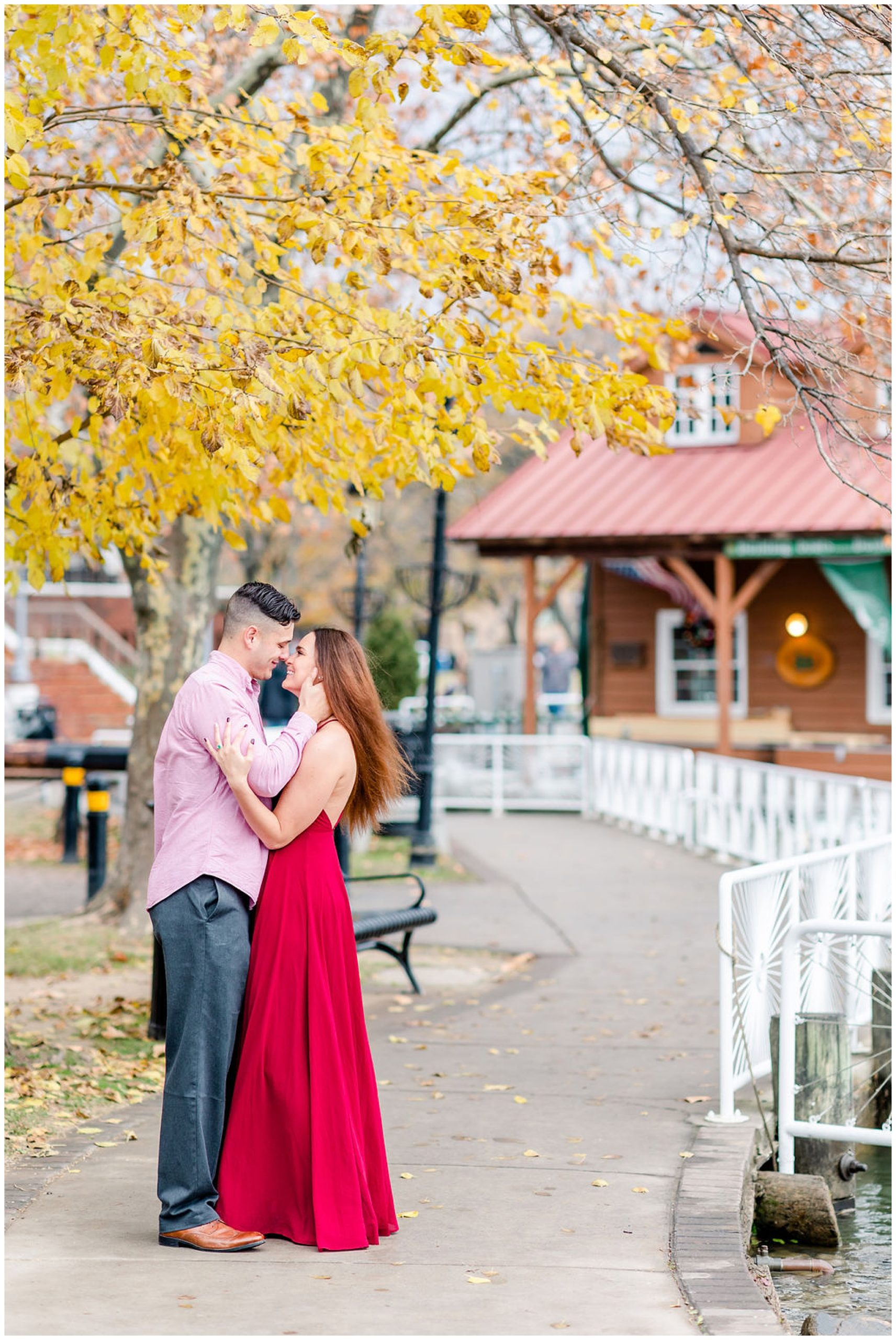 winter Alexandria engagement session, Alexandria engagement photos, Alexandria Virginia portraits, Old Town Alexandria engagement photos, winter engagement photos, Christmas engagement photos, semi-formal engagement photos, Rachel E.H. Photography, couple almost kissing
