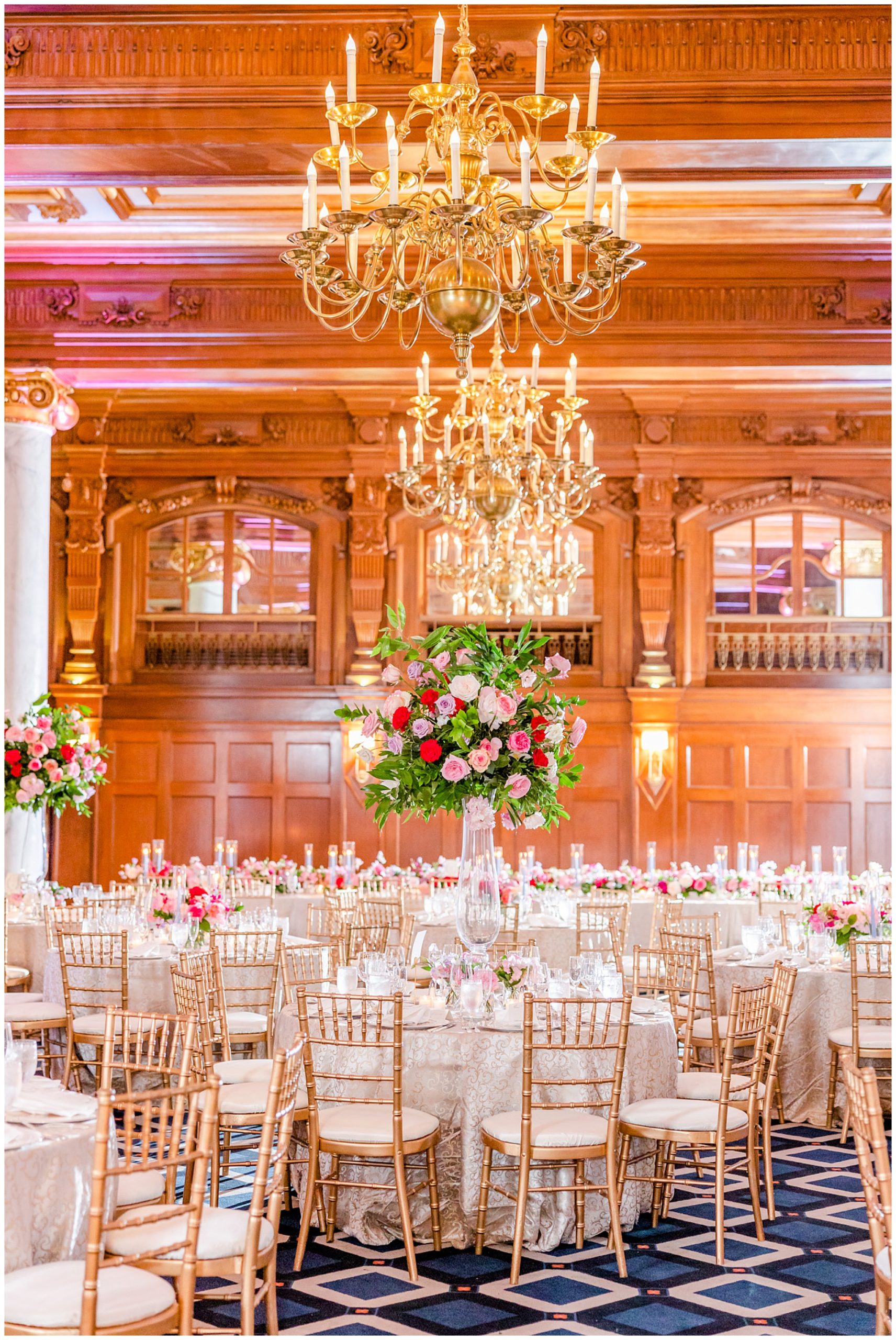 elegant French blue Willard Intercontinental wedding, DC wedding, elegent DC wedding, luxury DC wedding venue, high end DC wedding venue, DC wedding photographer, spring wedding aesthetic, spring wedding ideas, classic DC wedding, classic wedding ideas, Rachel E.H. Photography, French blue aesthetic, floral focused wedding reception, Victoria Clausen Floral Events, peony and rose reception florals, colorful wedding reception
