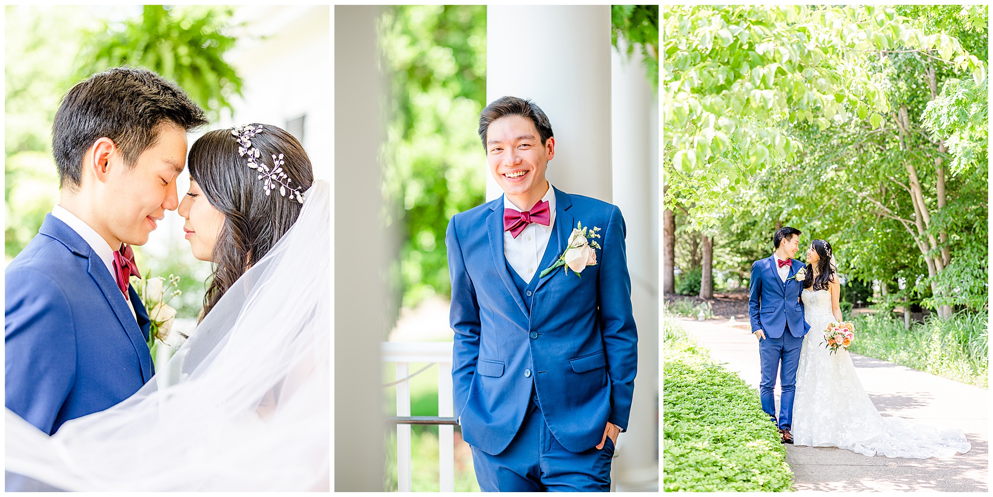 spring Westfields Golf Club wedding, Clifton Virginia wedding, northern Virginia wedding venue, DC wedding photographer, DC photographer, Virginia country club wedding, spring wedding aesthetic, Chinese American wedding, Rachel E.H.Photography, bride and groom under brides veil, bride and groom on pathway