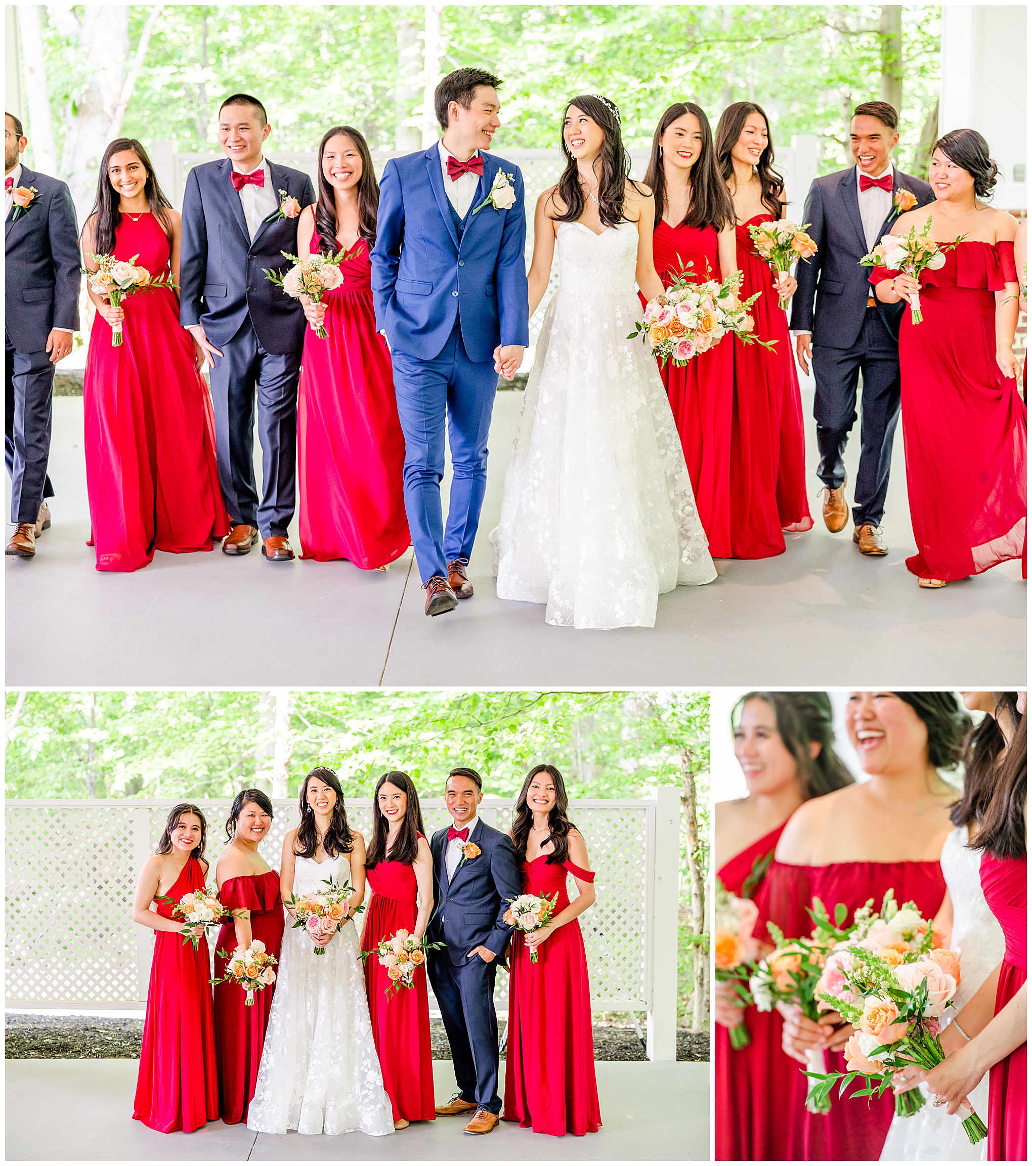 spring Westfields Golf Club wedding, Clifton Virginia wedding, northern Virginia wedding venue, DC wedding photographer, DC photographer, Virginia country club wedding, spring wedding aesthetic, Chinese American wedding, Rachel E.H.Photography, wedding party holding hands and walking