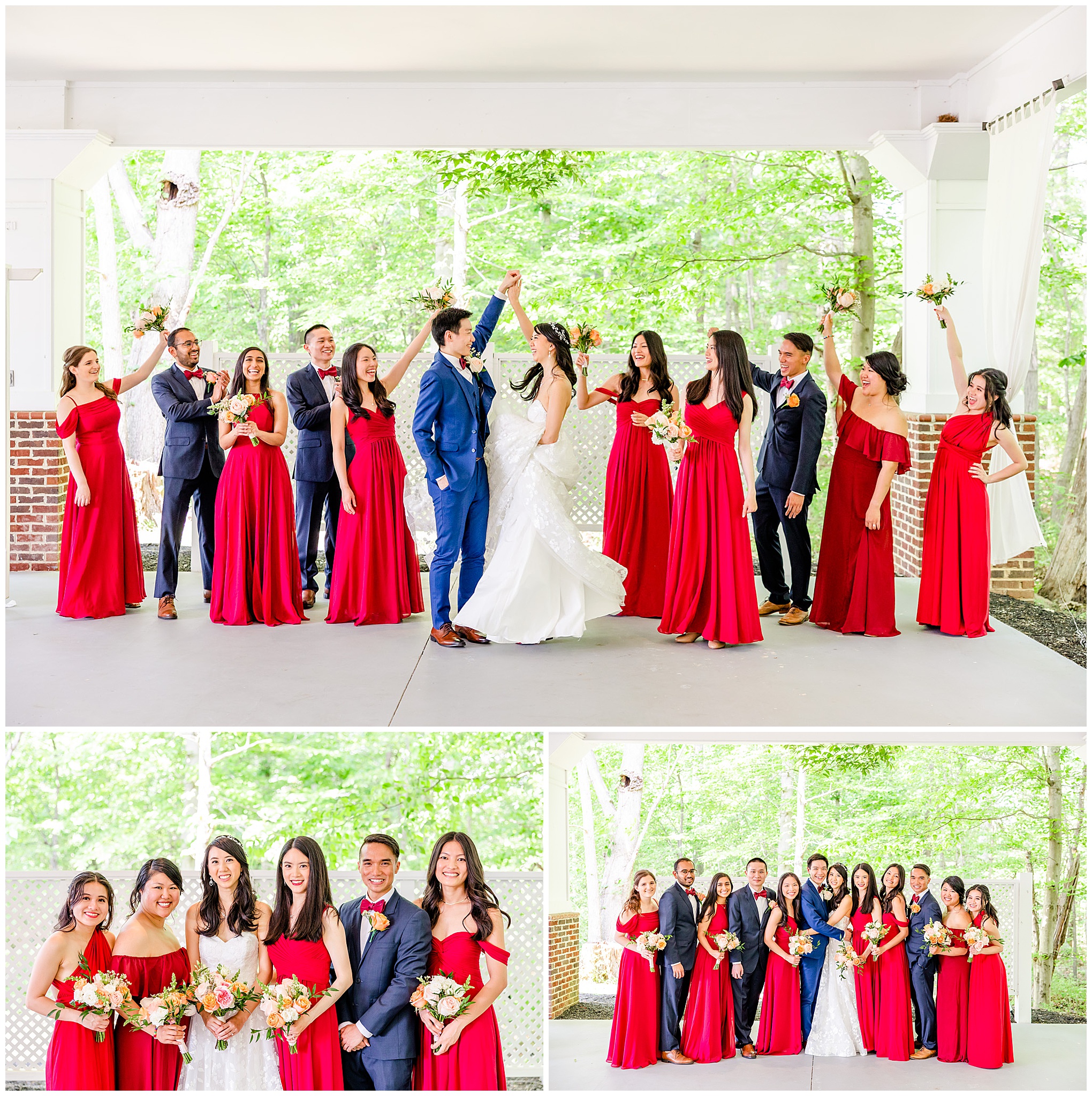 spring Westfields Golf Club wedding, Clifton Virginia wedding, northern Virginia wedding venue, DC wedding photographer, DC photographer, Virginia country club wedding, spring wedding aesthetic, Chinese American wedding, Rachel E.H.Photography, bride and groom celebrating with wedding party, bride with bridesmaids