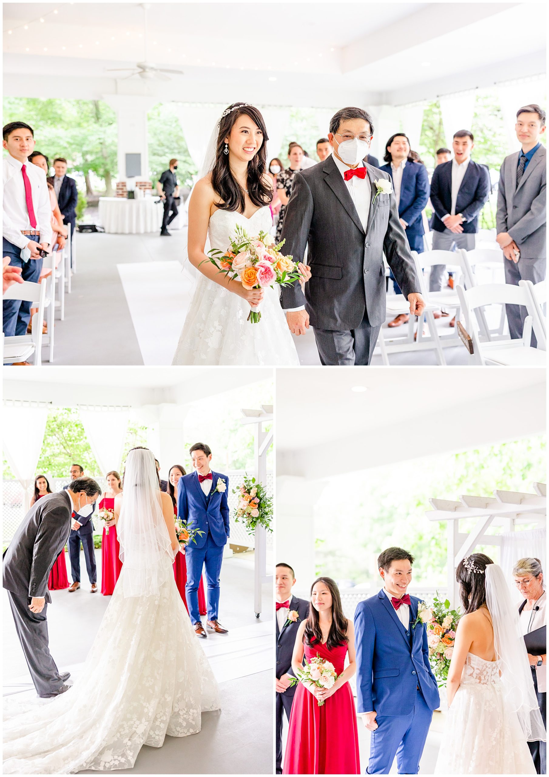 spring Westfields Golf Club wedding, Clifton Virginia wedding, northern Virginia wedding venue, DC wedding photographer, DC photographer, Virginia country club wedding, spring wedding aesthetic, Chinese American wedding, Rachel E.H.Photography, bride walking down aisle with father, father giving daughter away