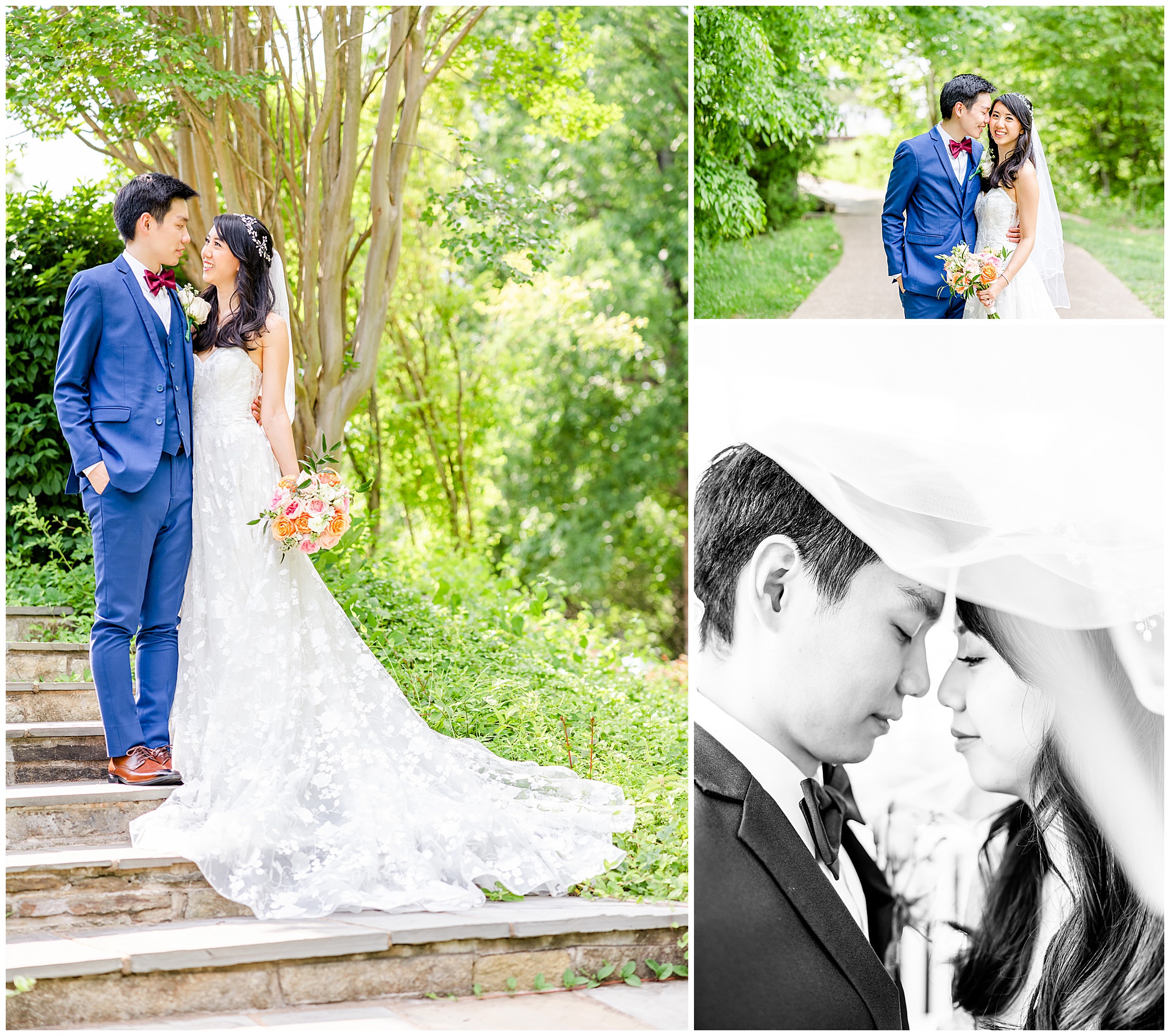 spring Westfields Golf Club wedding, Clifton Virginia wedding, northern Virginia wedding venue, DC wedding photographer, DC photographer, Virginia country club wedding, spring wedding aesthetic, Chinese American wedding, Rachel E.H.Photography, bride and groom on stairs