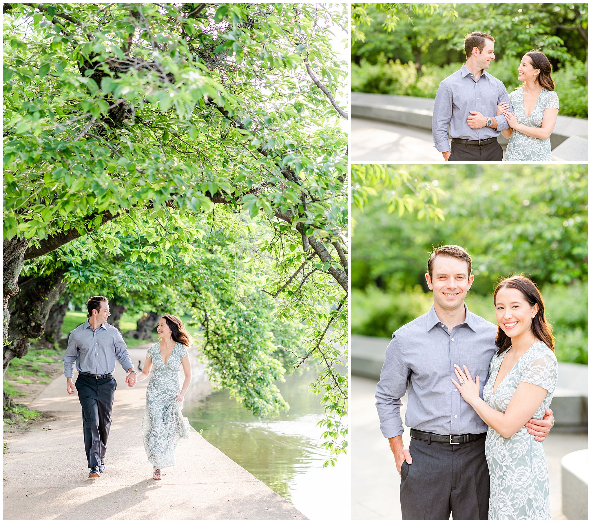 pink sunrise Lincoln Memorial engagement, DC engagement session, DC engagement photographer, formal DC engagement photos, DC elopement photographer, DC wedding photographer, classic DC engagement photos, luxury DC engagement photographer, Rachel E.H. Photography, couple running holding hands, couple smiling