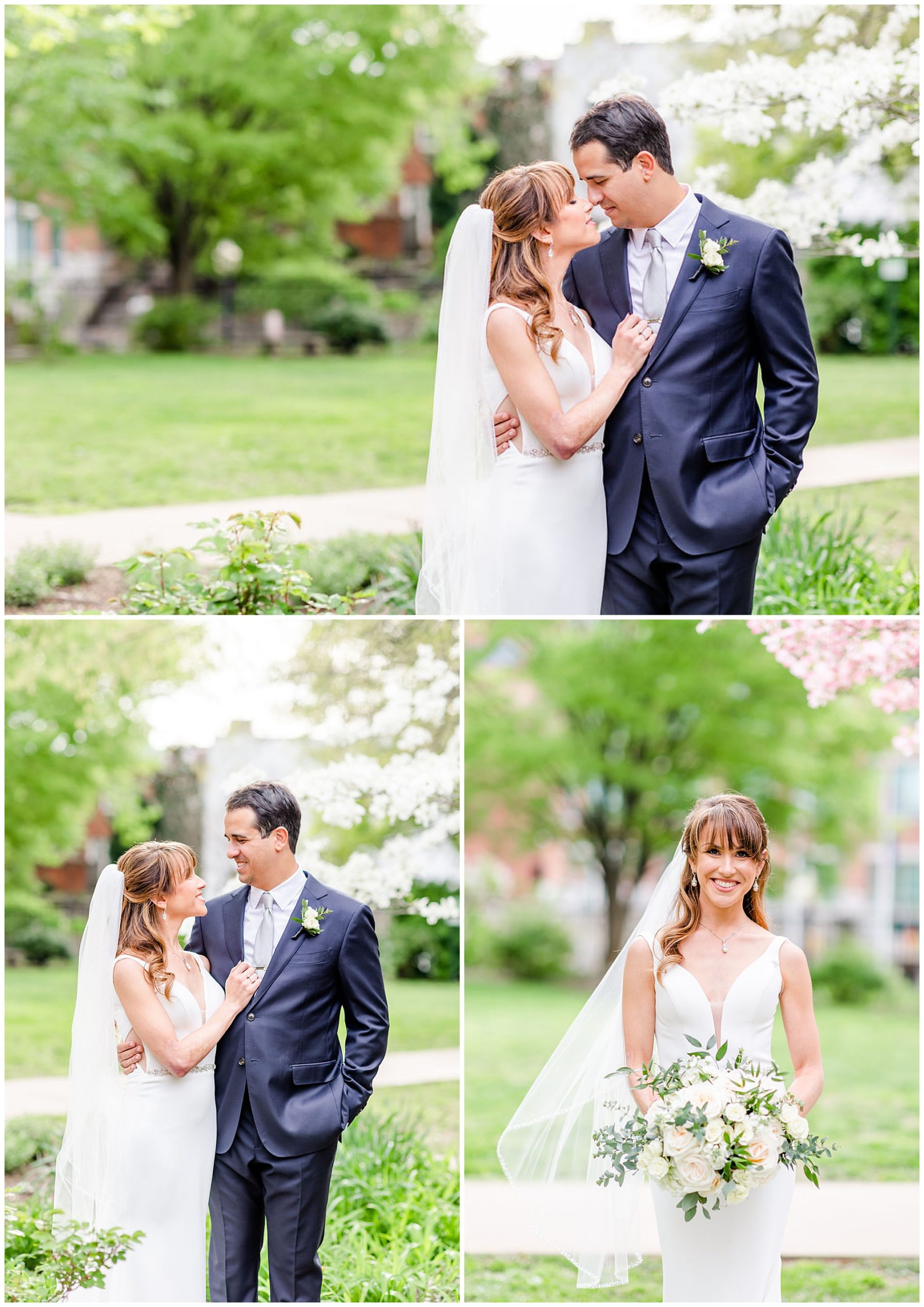 spring Ritz Carlton Georgetown wedding, Georgetown DC wedding, Georgetown Bride, Georgetown couple, DC couple, DC wedding venue, spring wedding, floral focused wedding, classic DC wedding, Ritz Carlton wedding, DC wedding photographer, Georgetown wedding photographer, Rachel E.H. Photography, bride smiling with bouquet, bride and groom touching noses