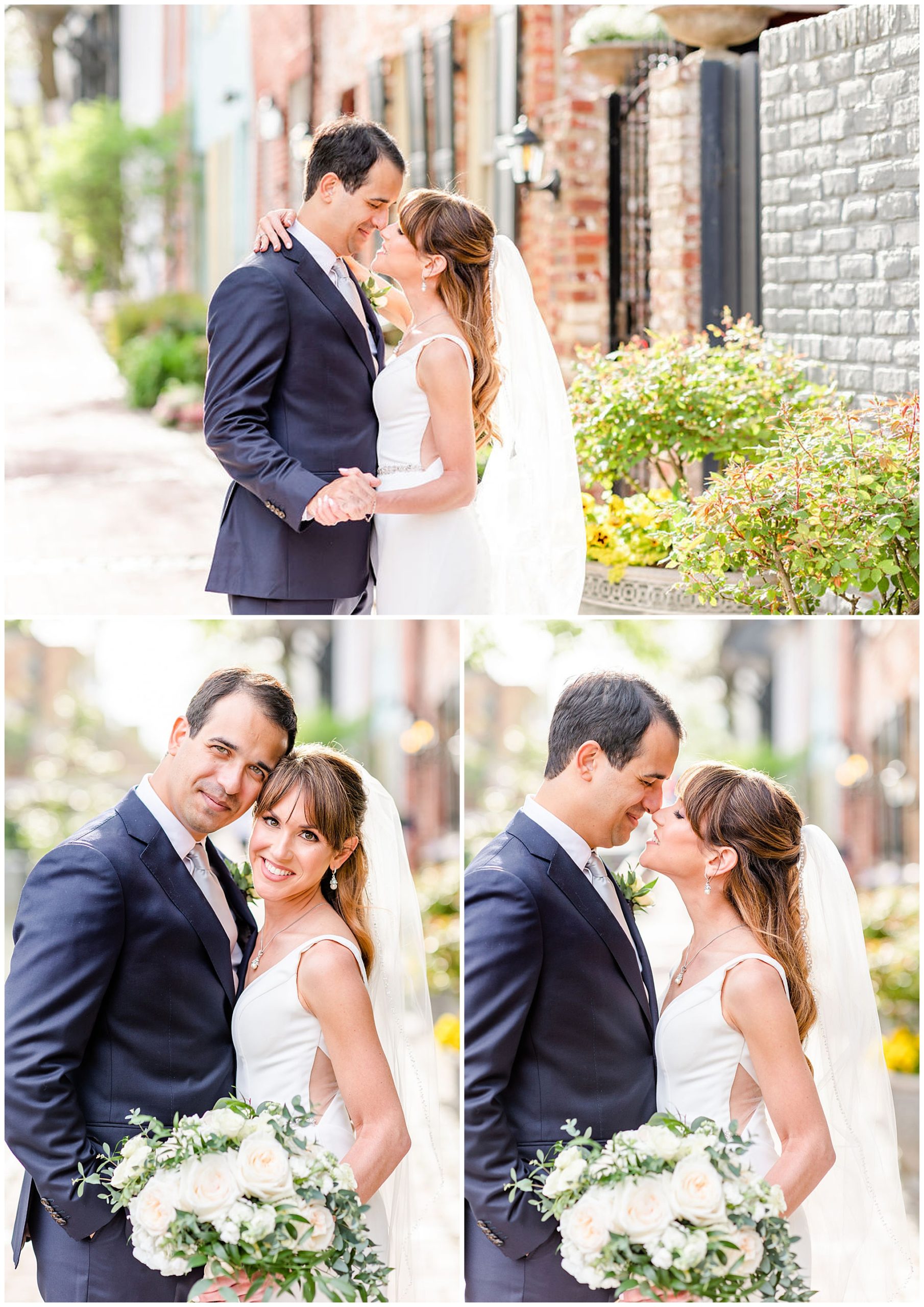 spring Ritz Carlton Georgetown wedding, Georgetown DC wedding, Georgetown Bride, Georgetown couple, DC couple, DC wedding venue, spring wedding, floral focused wedding, classic DC wedding, Ritz Carlton wedding, DC wedding photographer, Georgetown wedding photographer, Rachel E.H. Photography, bride and groom almost kissing, bride and groom with heads together