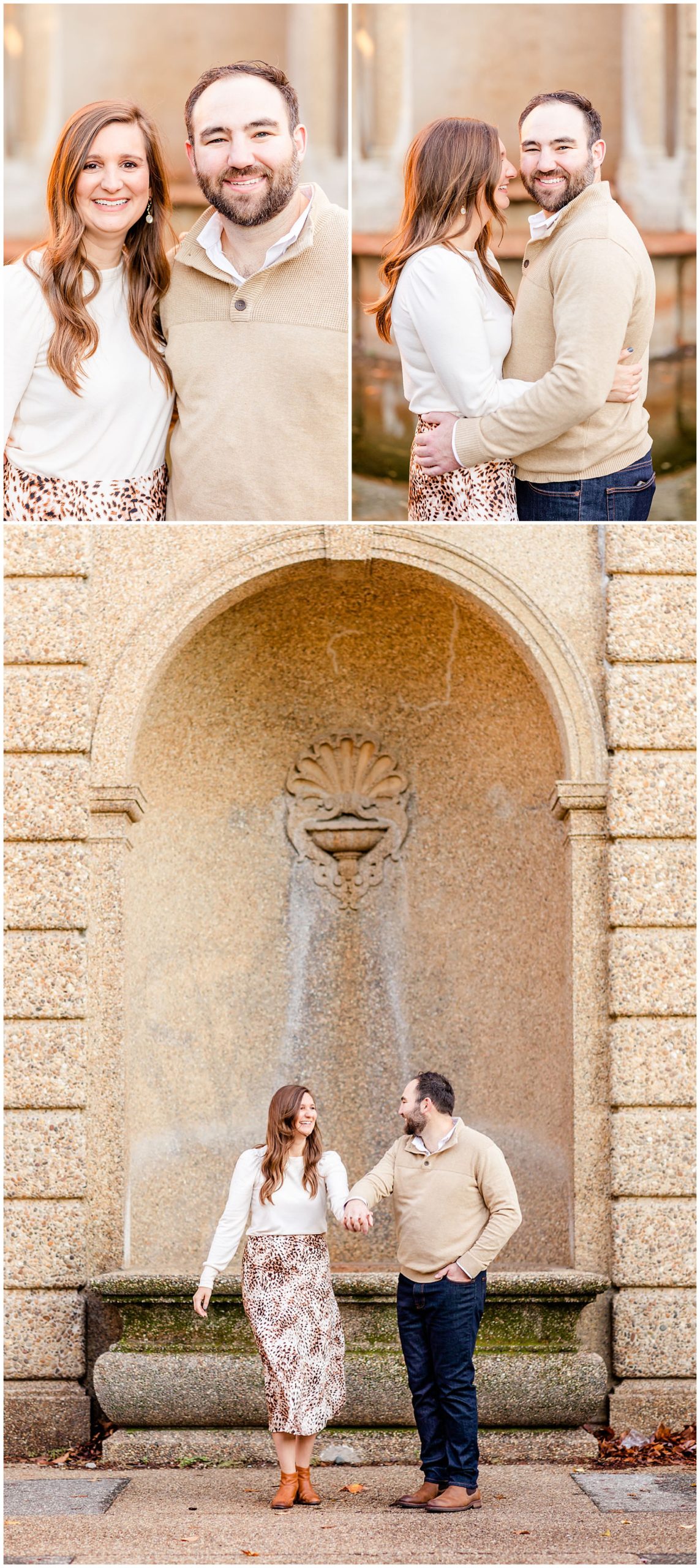 Meridian Hill Park engagement session, Meridian Hill Park DC, DC engagement photography, DC engagement photos, DC engagement session, DC engagement photographer, DC proposal photographer, DC wedding photographer, autumn engagement photos, Rachel E.H. Photography, couple in front of fountain, couple smiling, couple holding hands