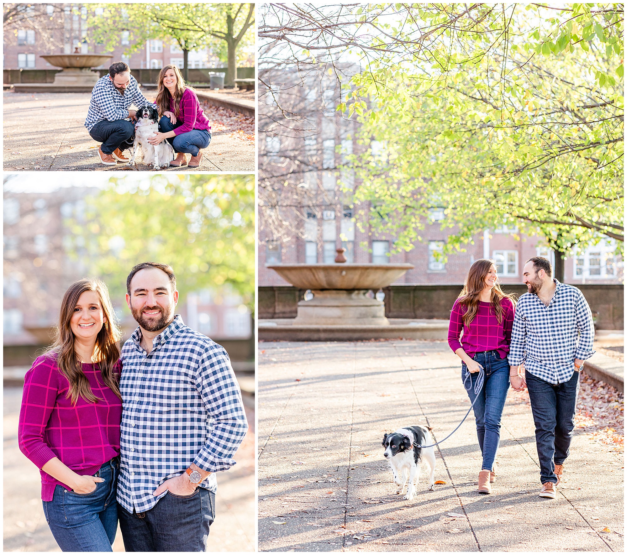 Meridian Hill Park engagement session, Meridian Hill Park DC, DC engagement photography, DC engagement photos, DC engagement session, DC engagement photographer, DC proposal photographer, DC wedding photographer, autumn engagement photos, Rachel E.H. Photography, couple petting dog, couple walking dog