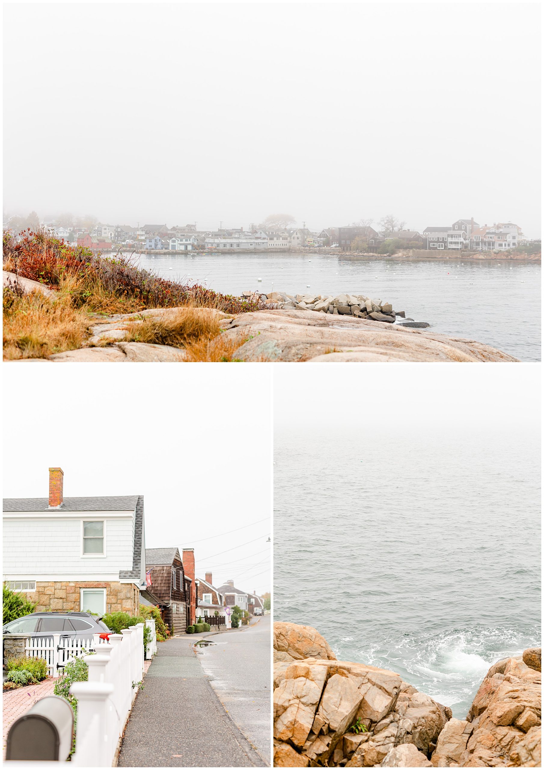 New England autumn prints, print shop, autumn photos, autumn prints, New England prints, Connecticut photos, Massachussetts photos, Rockport MA, Essex CT, the Headlands, waterfront prints, ocean prints, coastal New England prints, coastal prints, Rachel E.H. Photography Print Shop, landscape photography, houses on street, small whirlpool, fog over costal town