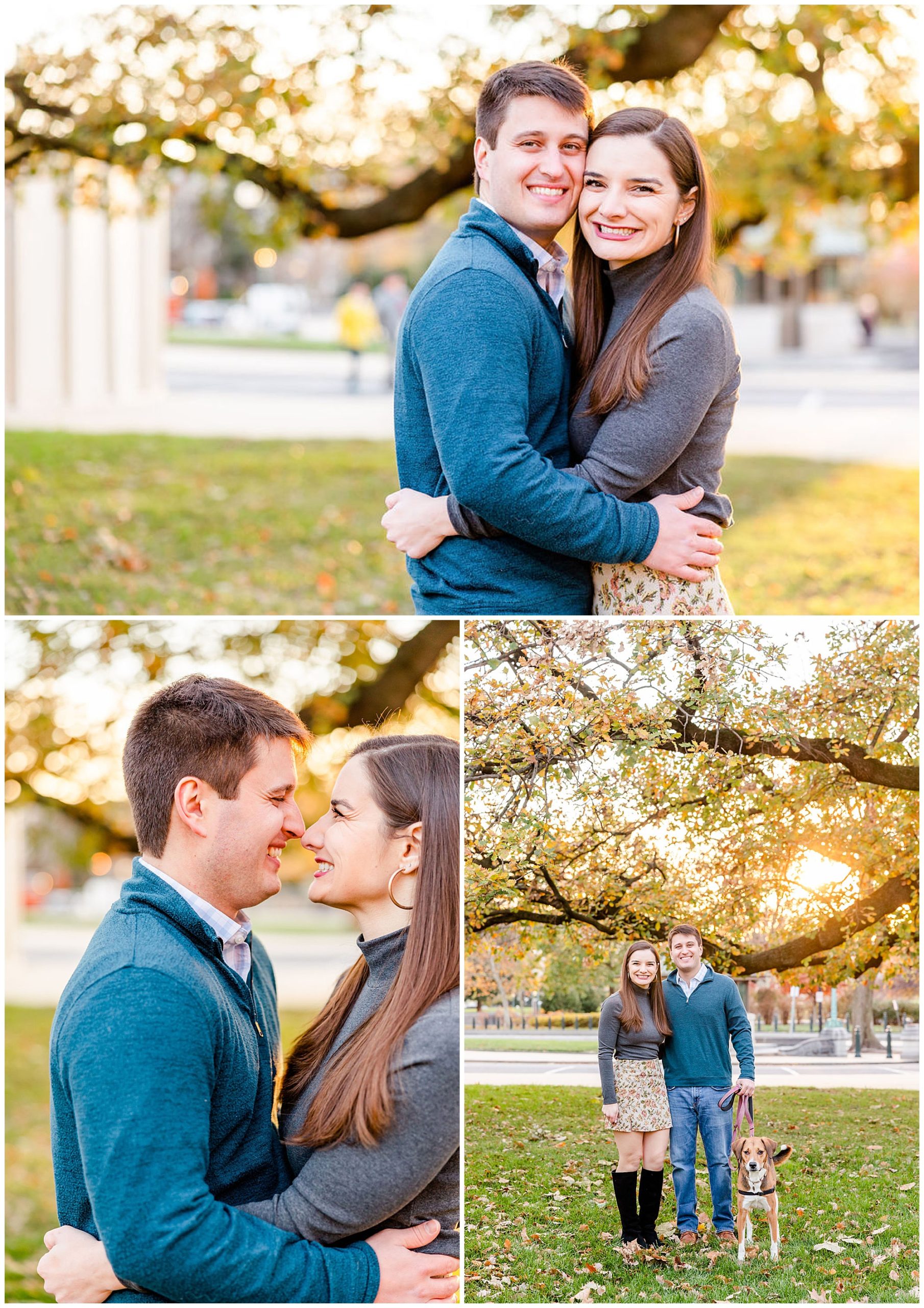 autumn Capitol Hill engagement session, Capitol Hill engagement photos, Capitol Hill photographer, DC engagement photography, DC engagement photographer, DC wedding photography, autumn engagement photos, casual engagement photos, Rachel E.H. Photography, couple smiling, couple with cheeks together, couple smiling under tree