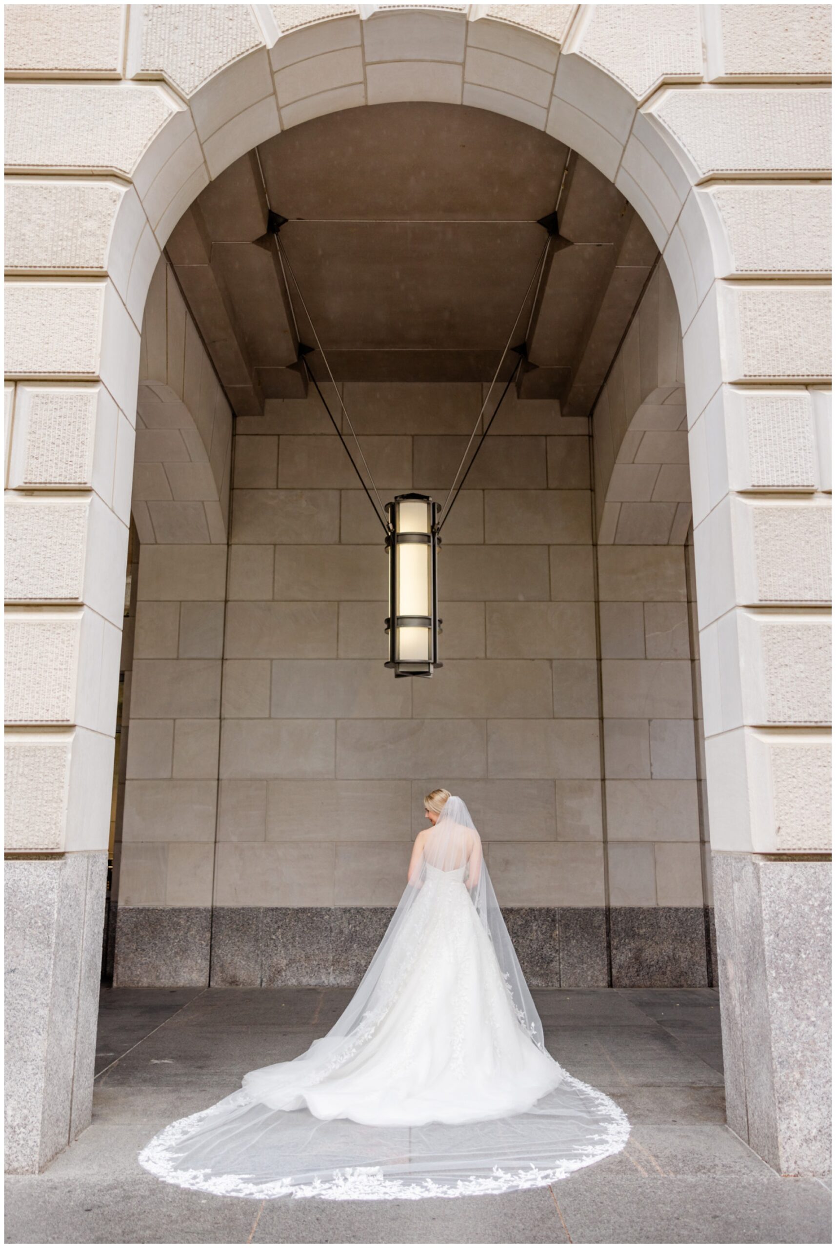 Ronald Reagan Building D.C. wedding, RR Building International Trade Center, classic D.C. wedding, classic wedding, black and white wedding, white aesthetic, spring wedding, spring wedding aesthetic, Rachel E.H. Photography, D.C. wedding photography, D.C. wedding photographer, Estee Couture wedding dress, cathedral length embroidered veil, JSL Visions
