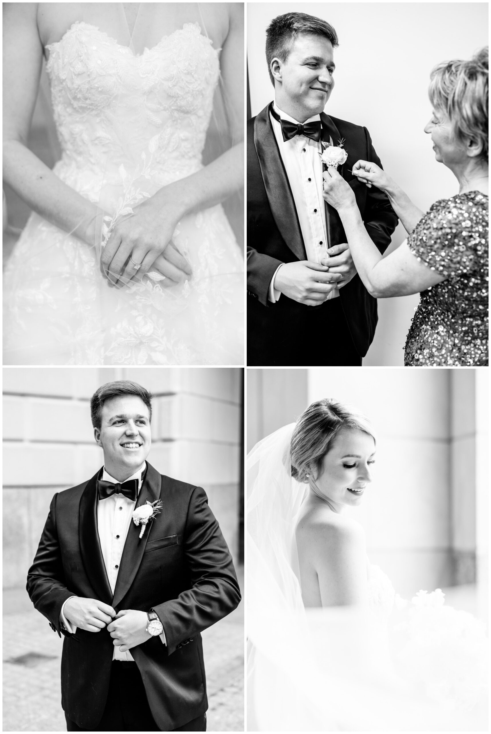 Ronald Reagan Building D.C. wedding, RR Building International Trade Center, classic D.C. wedding, classic wedding, black and white wedding, white aesthetic, spring wedding, spring wedding aesthetic, Rachel E.H. Photography, D.C. wedding photography, D.C. wedding photographer, Estee Couture wedding dress, cathedral length embroidered veil, JSL Visions, Indochino tuxedo