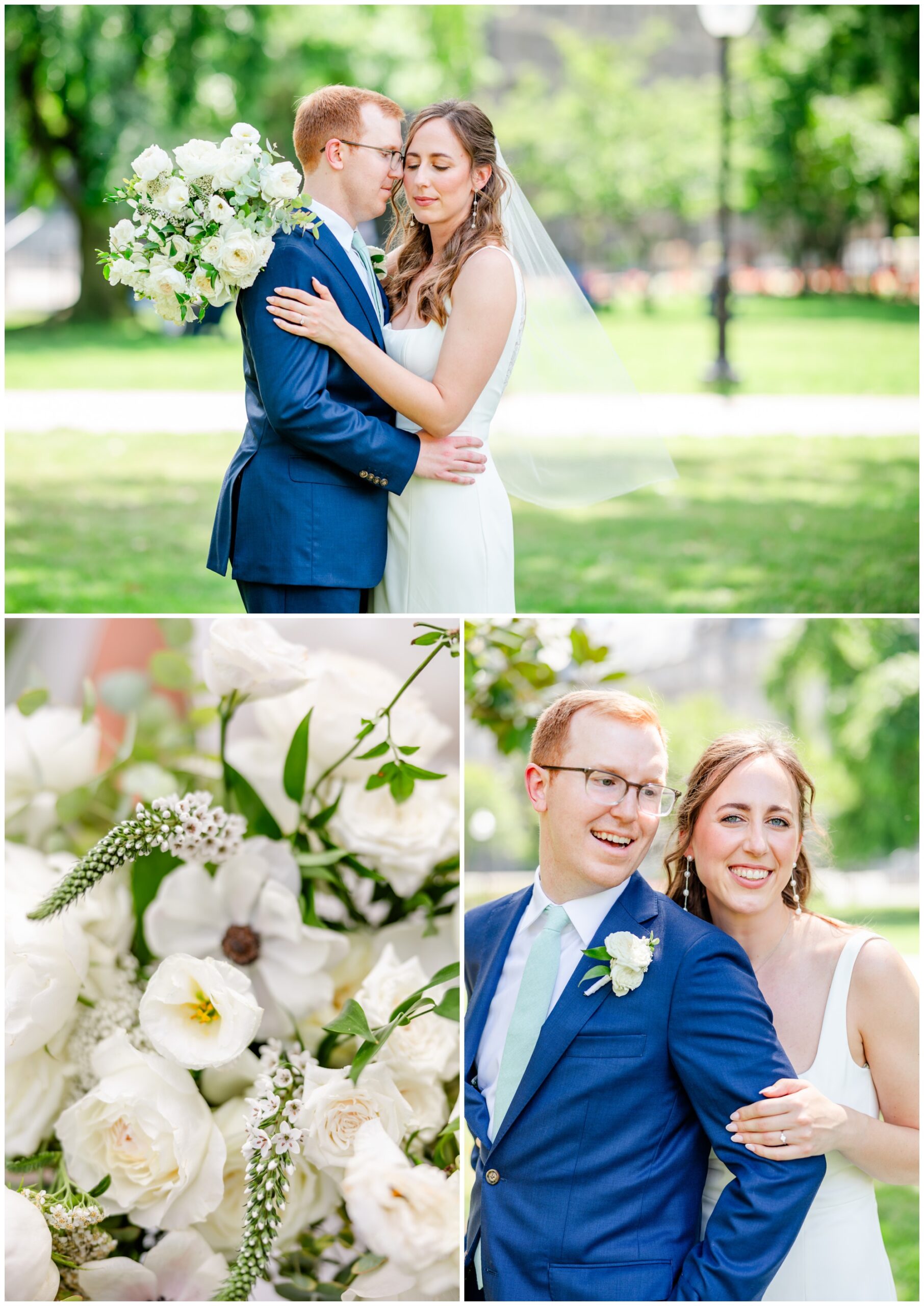 Washington D.C. summer wedding, Toolbox Washington D.C., Dupont Circle wedding venue, summer wedding aesthetic, summer wedding portraits, sage green aesthetic, Washington D.C. wedding photography, D.C. wedding photographer, Rachel E.H. Photography, Georgetown University portraits, Georgetown portraits, white bouquet, couple smiling, bride and groom hugging, Carolyn Thombs hair and makeup