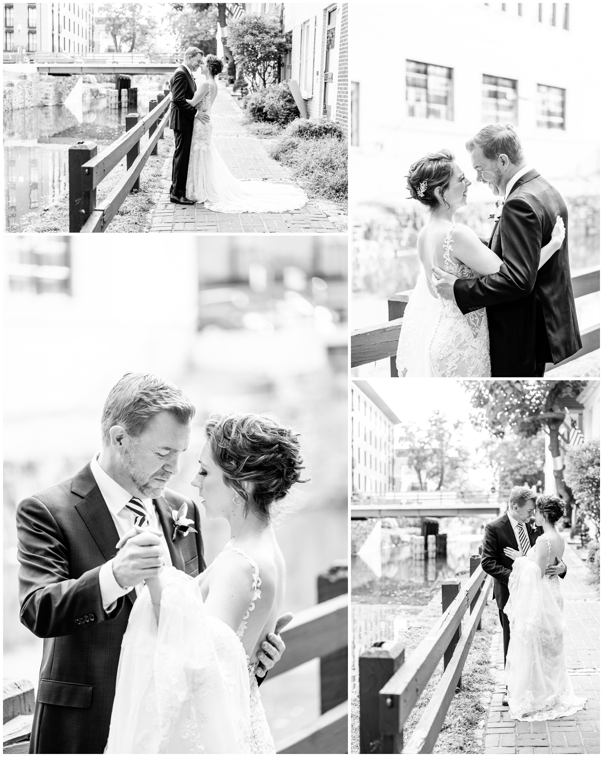 romantic Ritz Carlton Georgetown wedding, summer wedding aesthetic, green and white aesthetic, summer D.C. wedding, D.C. wedding venues, Ritz Carlton wedding, Washington D.C. wedding, romantic wedding aesthetic, Georgetown wedding, Rachel E.H. Photography, D.C. photographer, black and white, couple holding each other, couple against wooden fence