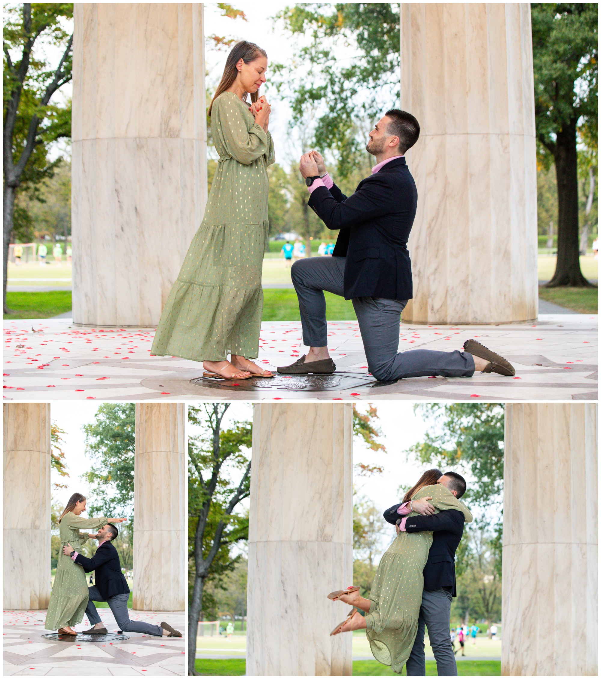 D.C. War Memorial proposal, Rachel E.H. Photography, Jon Fleming Photography, autumn proposal, D.C. proposal, surprise proposal